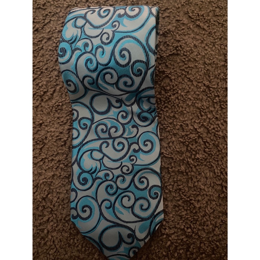 Blue Mens Bachrach Silk Swirl Pattern Necktie